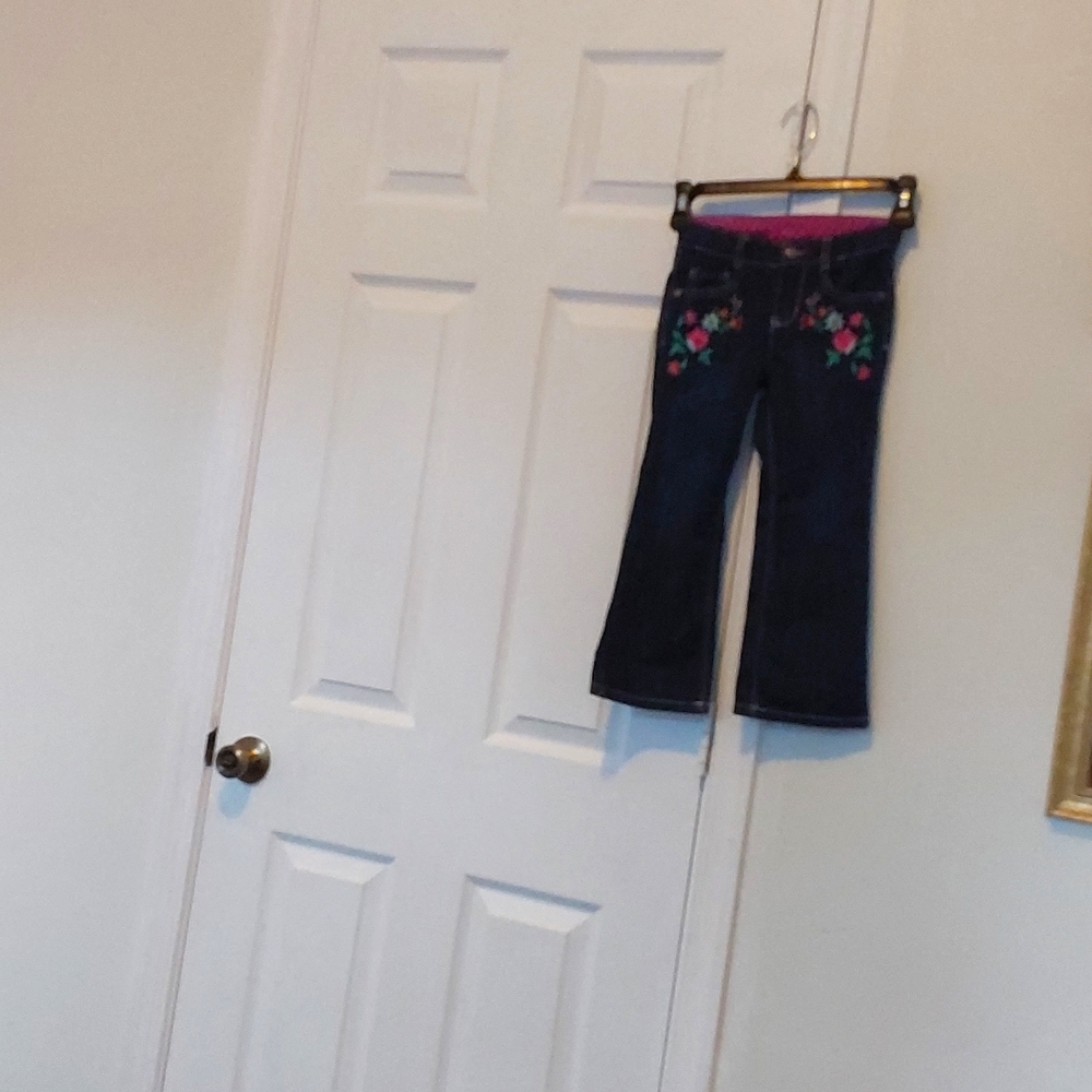 Genuineness jeans pants. Color Blue and colored flowers